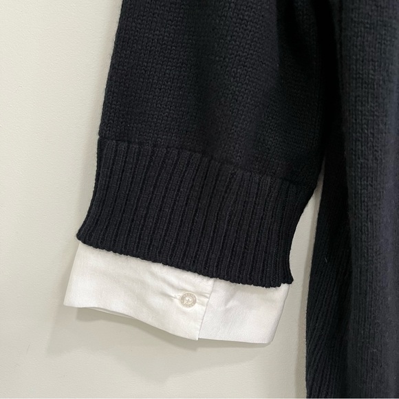 Brochu Walker Lucie layered v-neck looker knit sweater cotton cashmere black L - Picture 11 of 14